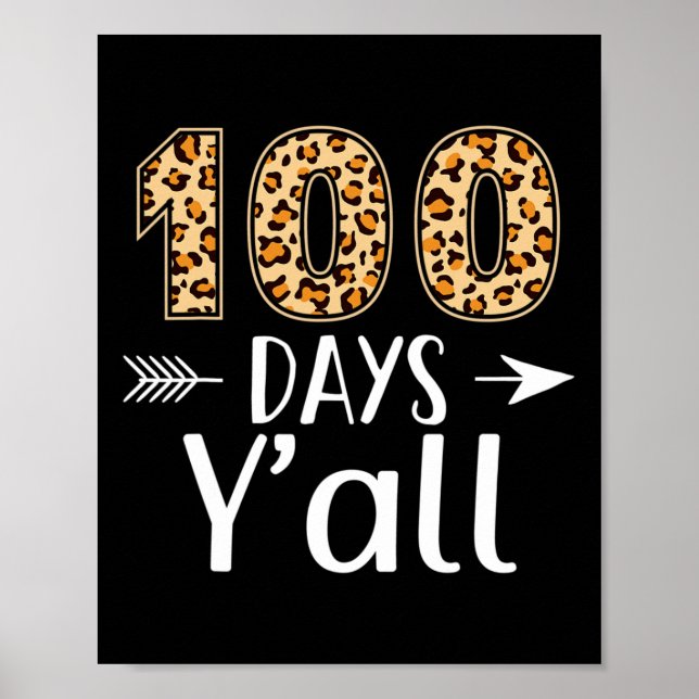 Póster 100 días de leopardo 100 días de maestro escolar (Frente)