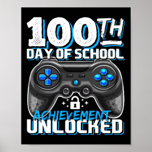 Póster 100 Días De Logro Escolar Desencadenaron Videojueg