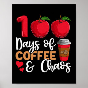 Póster 100 Días De Maestra De Café Y Caos
