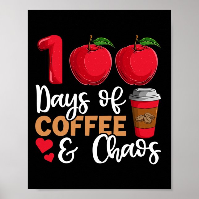 Póster 100 Días De Maestra De Café Y Caos (Frente)