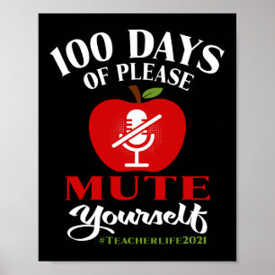 Póster 100 Días De Maestra Virtual Escolar, Por Favor, Te