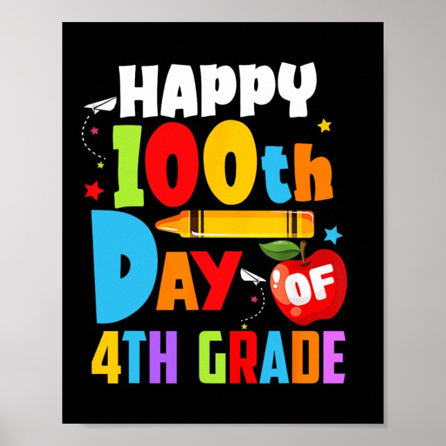 Póster 100 Días De Maestría Escolar 100 Días De Cuarto Gr (Frente)