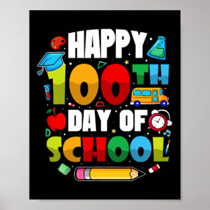 Póster 100 Días De Maestros Escolares 2023 Niños Y Chicas