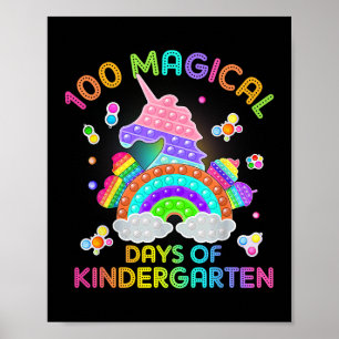 Póster 100 Días De Magica Escuela De Aprendizaje Infantil