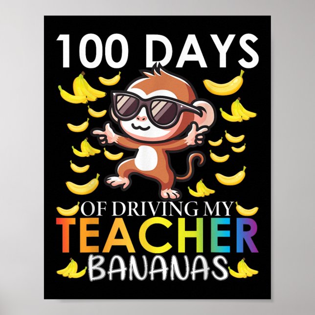 Póster 100 días de manejo de plátanos para mi profesor (Frente)