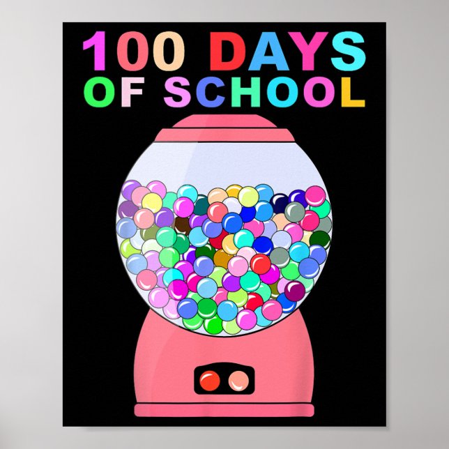 Póster 100 Días De Máquina Gumball Escolar Para Niños Ens (Frente)
