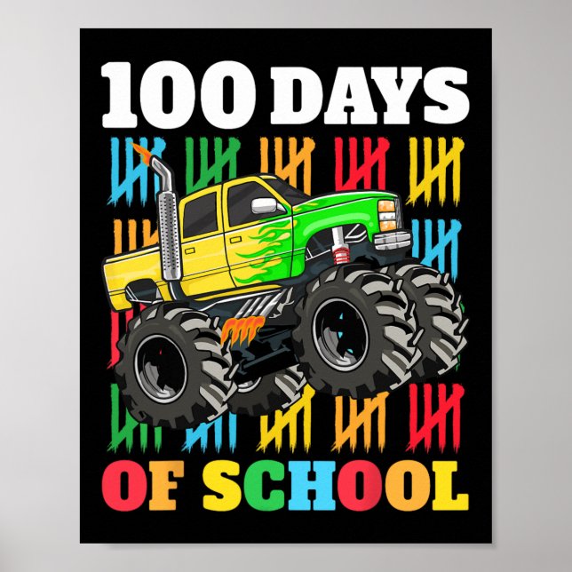 Póster 100 días de monstruo escolar 100 días de Scho (Frente)