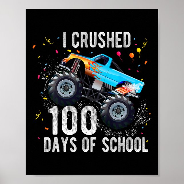 Póster 100 Días De Monstruo Escolar Camión 100 Día De Sch (Frente)