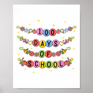 Póster 100 días de pulsera escolar 100 días Chicas niños