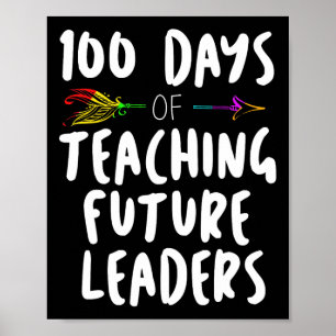 Póster 100 días de regalo de diseño escolar para profesor