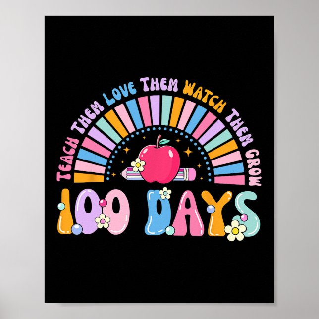 Póster 100 Días De Retro Al Arcoiris 100 Días De Scho (Frente)