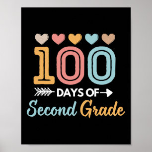 Póster 100 Días De Segundo Grado De Niños Estudiantes.