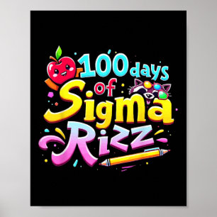 Póster 100 Días De Sigma Rizz Cien Días Escolares