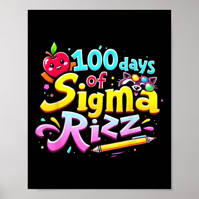 Póster 100 Días De Sigma Rizz Cien Días Escolares (Frente)