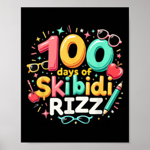 Póster 100 Días De Skibidi Rizz Cien Días Escolares
