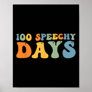 Póster 100 días de terapia del habla escolar Feliz 100 dí
