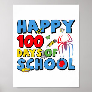 Póster 100 Días De Vestimenta Escolar De Araña Para Niños