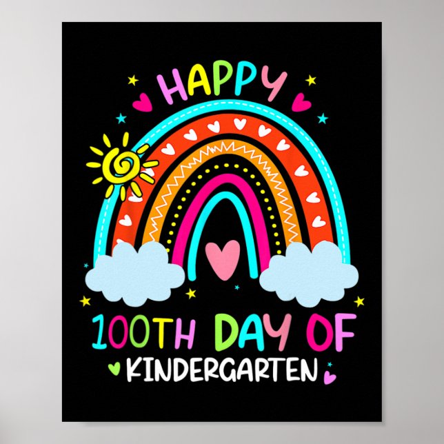 Póster 100 días del arcoiris de la escuela infantil (Frente)