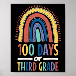 Póster 100 días del arcoiris de tercer grado Feliz 100° D