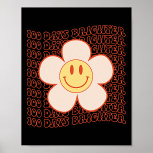 Póster 100 días del colegio Retro Groovy Happy Face