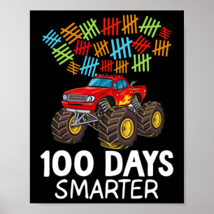 Póster 100 días del Monstruo Escolar Camión Niño 100 días