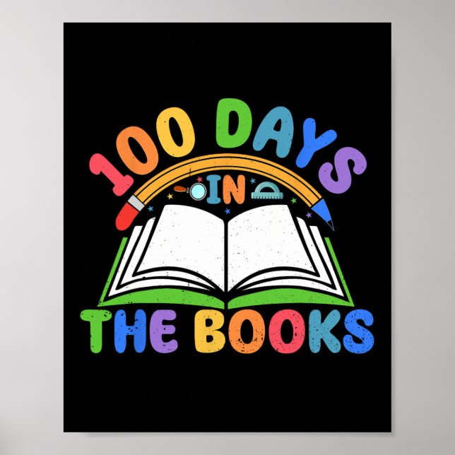 Póster 100 días en los libros leyendo profesores 100 días (Frente)