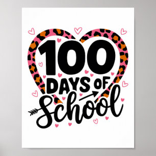 Póster 100 Días Escolares Chicas De Leopard Heart