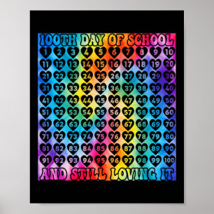 Póster 100 Días Escolares De Corazones De Ojo 100 Días