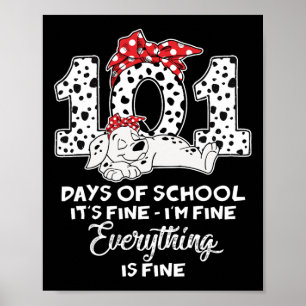 Póster 100 Días Escolares De Mujeres De Perro Dalmatianas