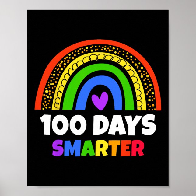 Póster 100 Días Escolares De Niños Y Maestros Arcoiris (Frente)
