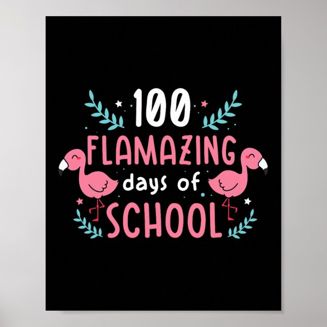 Póster 100 Días Escolares De Profesores De Flamingo (Frente)