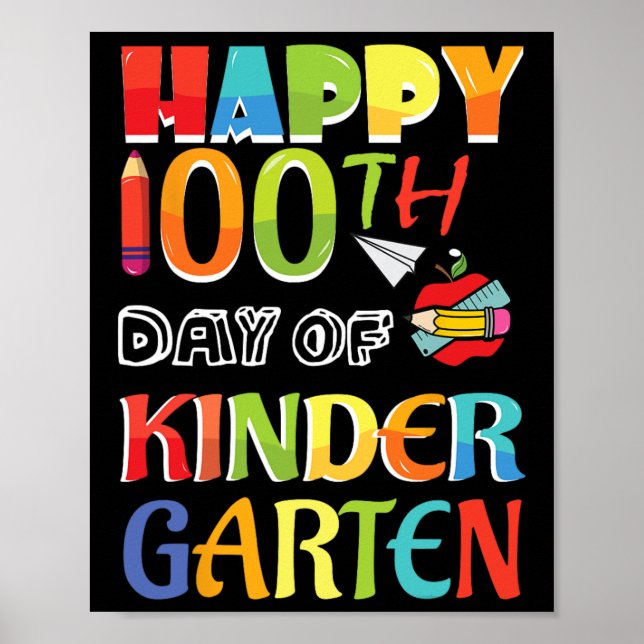 Póster 100 Días Escolares Felices 100 Días De Jardín De N (Frente)