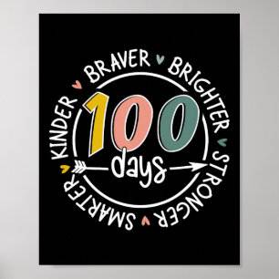 Póster 100 Días Escolares Más Inteligentes Más Brillantes