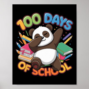 Póster 100 Días Escolares Panda Dabbing Jóvenes Profesore