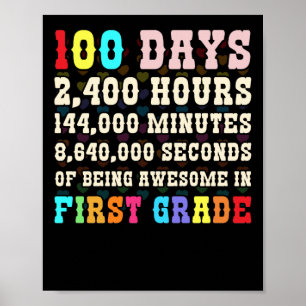 Póster 100 Días Escolares Primer Grado 100 Día