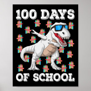 Póster 100 Días Escolares T-rex Dabbing Niños 100º D
