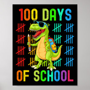 Póster 100 días felices de clases Dino Dinosaurio T