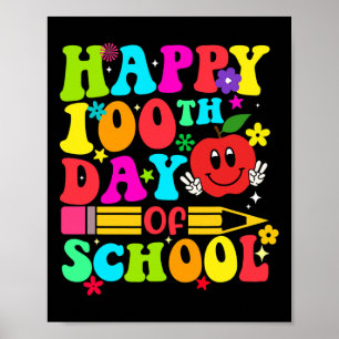 Póster 100 días feliz día del retro escolar 100 días