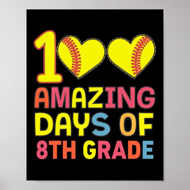 Póster 100 Días Increíbles De Estudiante De 8° Grado De S (Frente)