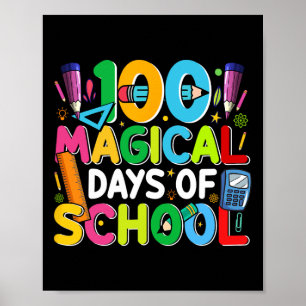 Póster 100 Días Mágicos De Escuela Feliz 100º Día Maestro