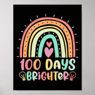 Póster 100 días más brillante arcoiris feliz 100 días de