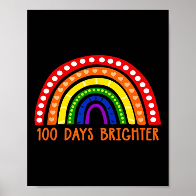 Póster 100 días más brillante profesor divertido 100 días (Frente)