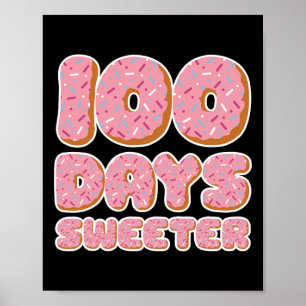Póster 100 Días Más Dulce Donut De 100 Días De Escuela Co