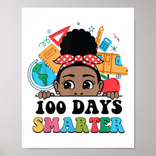 Póster 100 días más inteligente Chica afro-negra Melanin 