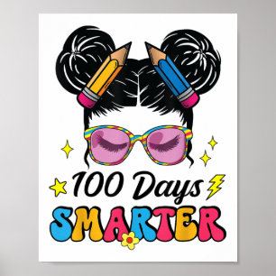 Póster 100 días más inteligente Chica de bollos con mensa