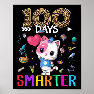 Póster 100 Días Más Inteligente Linda Gata Feliz 100º Día