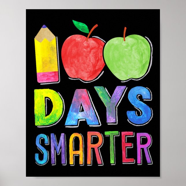 Póster 100 días más inteligentes 100 días de maestras esc (Frente)