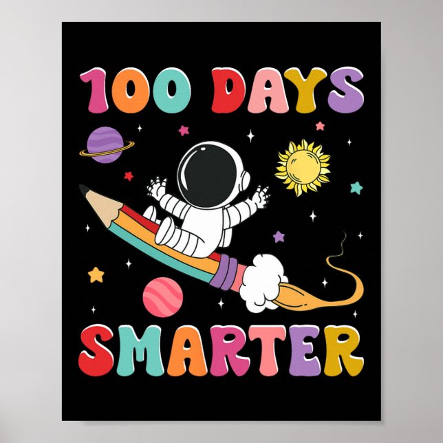 Póster 100 días más inteligentes Astronautas Niños niños  (Frente)