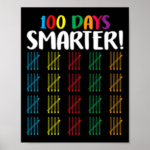 Póster 100 días más inteligentes contando Hash Marks días