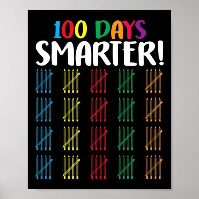Póster 100 días más inteligentes contando Hash Marks días (Frente)